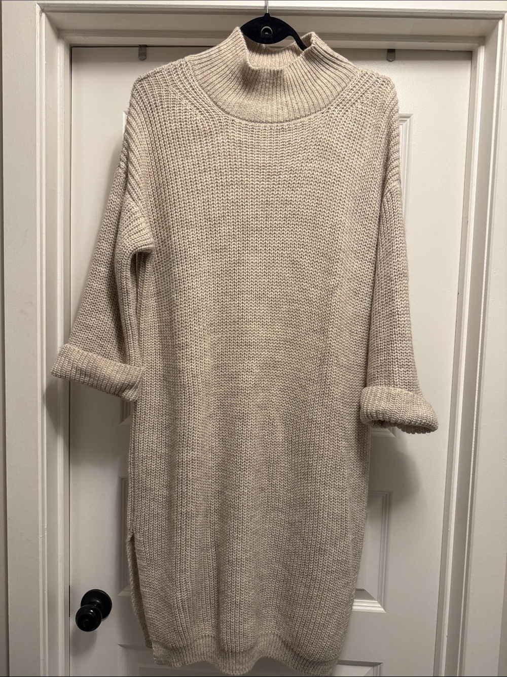 Summum Cozy Cream Turtleneck Sweater Dress